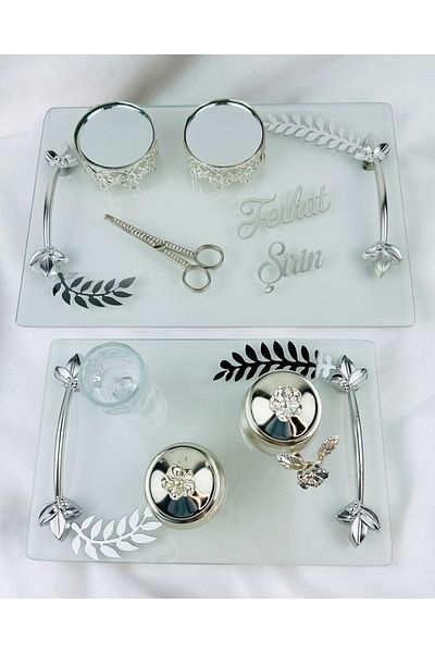 CyzHome Admire Transparent Engagement Tray and Groom Coffee Cup Tray