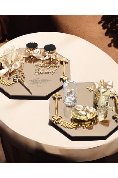 CyzHome Affinity Octagonal Gold Promise Engagement Tray