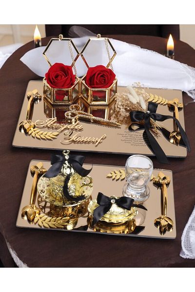CyzHome Harmony Promise Tray and Groom Coffee Cup Tray