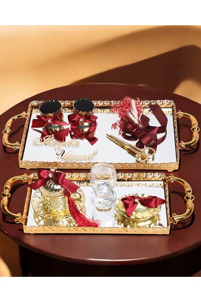 CyzHome Affection Lace Gold Promise Engagement Tray