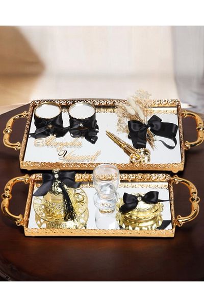 CyzHome Black Affection Lace Gold Engagement Tray