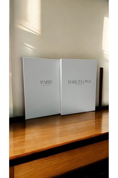 HOME DEKORİSTA Set of 2 Decorative Book Boxes, Barcelona, Paris, Book Box,