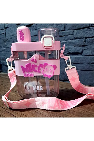 ALYTOYS Water Bottle Two Separate Sections Push Button Pop up Lid 20X13Cm 600Mltr Hanging Lid Product