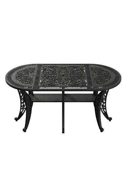 IVF İstanbul Oval Model Ferforje Görünümlü Plastik Masa İç Mekan Dış Mekan Ma...