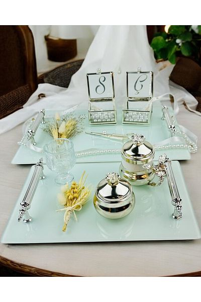CyzHome Harmonized White Promise Tray and Groom Coffee Cup