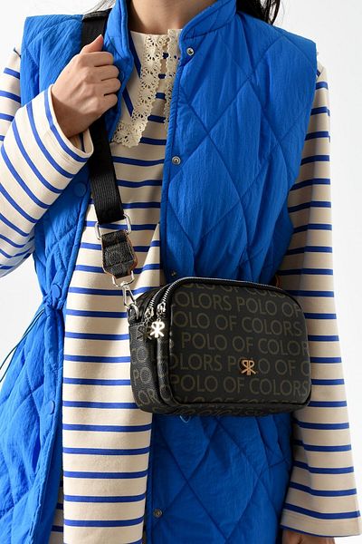 Paul Brand Geantă Polo Crossbody cu o mulțime de ochi - Femei, Negru Maro, Geantă de umăr rezistentă la apă İmp7006