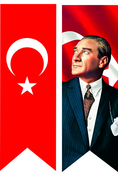 MAVİ DENİZ REKLAM TÜRK BAYRAĞI VE ATATÜRK BASKILI KIRLANGIÇ TAKIM 50*150