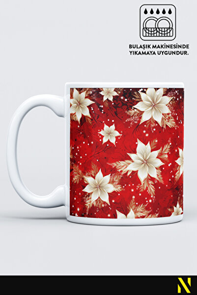 nilizma Christmas New Year Themed Floral Patterned Mug Cup Mug 330 ml