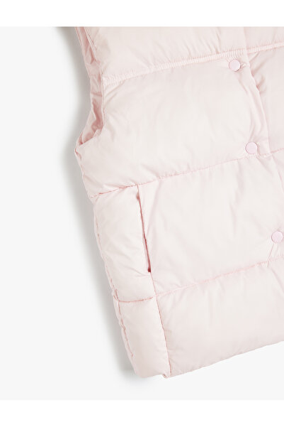 Koton Inflatable Vest Stand Collar Pocket Detailed Snap Closure