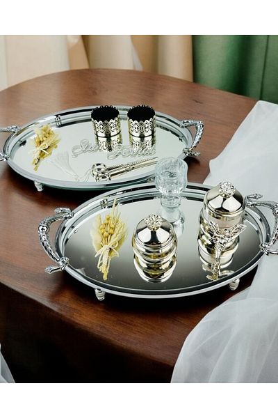 CyzHome Passion White Silver Stylish Promise and Engagement Tray