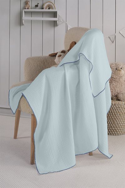 Evim Organic Cotton 4 Layer Baby Blanket 120X120 cm Light Blue