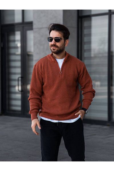 SR MEN'S TRIKO HALF ZIPPERED SWEATER