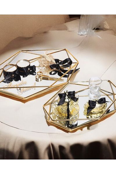 CyzHome Elation Gold Prism - Promise Engagement and Groom Coffee Cup Tray (Black)