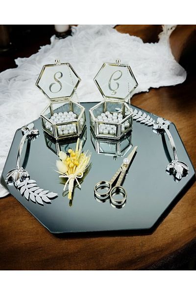 CyzHome Fusion Octagonal Silver Promise Engagement Tray