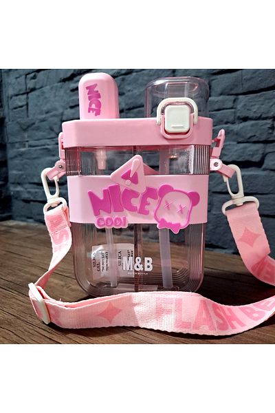ALYTOYS Water Bottle Two Separate Sections Push Button Pop up Lid 20X13Cm 600Mltr Hanging Lid Product