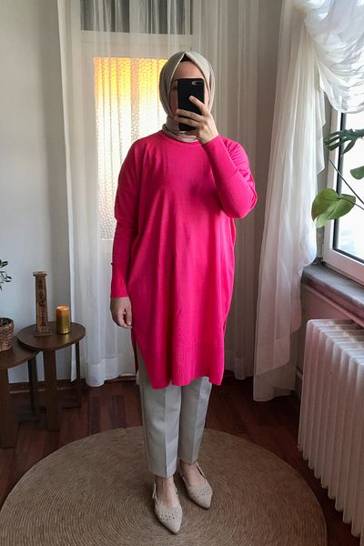Sapha Women's Fuchsia Pink Knitwear Tunic
