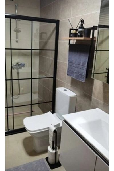 RENKYAPI Sturdy Black Practical Use Toilet Roll Holder Spool Casting Foot Non-Tip Non-Sway