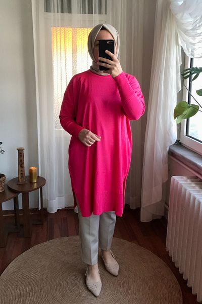 Sapha Women's Fuchsia Pink Knitwear Tunic