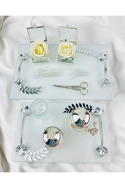 CyzHome Admire Transparent Engagement Tray and Groom Coffee Cup Tray