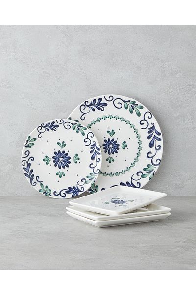 English Home Mistia 18 Piece Blue Porcelain Breakfast and Presentation Set - 6 Person