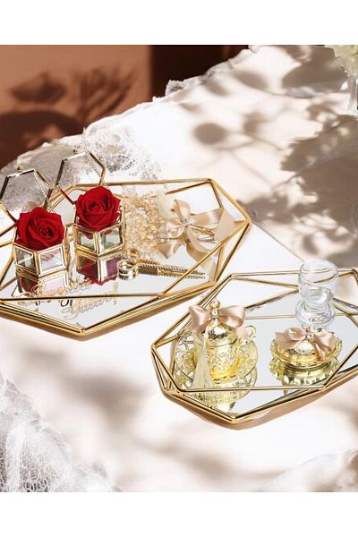 CyzHome Elation Gold Prism - Promise Engagement and Groom Coffee Cup Tray 1