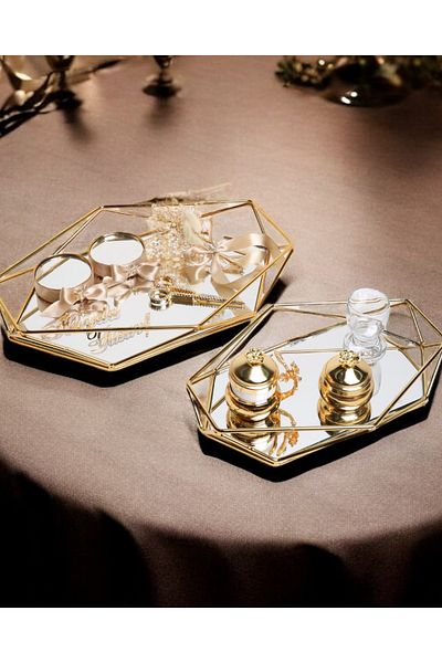 CyzHome Elation Gold Prism - Promise Engagement and Groom Beige Cup Tray