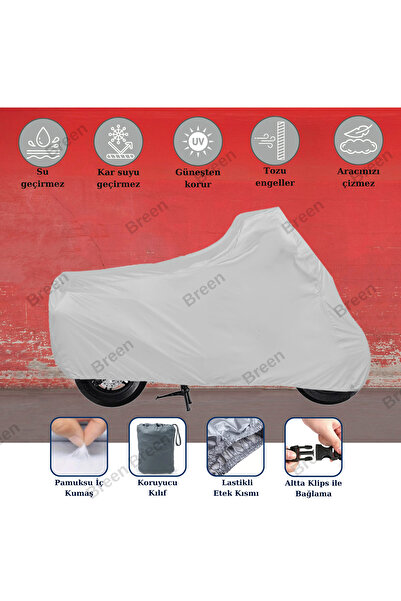 Breen Gri "RKS Newlight 125 Pro" Motosiklet Brandası, Arka Çanta ve Kilit Uyumsuz