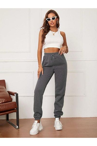 yg ydn giyim Pantaloni de sport unisex, antracit, compacti, confortabili, cu picioare din cauciuc