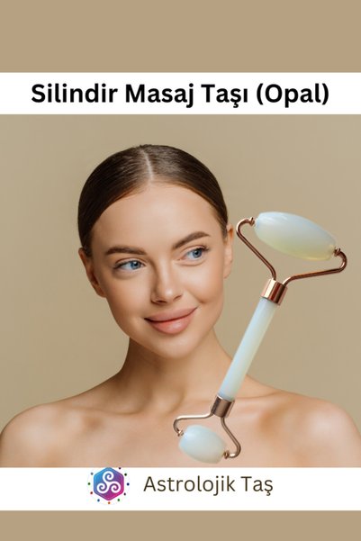 Astrolojik Doğal Taş Opal Doğal Taş Yüz Masaj Silindiri (Roz Face Roller)