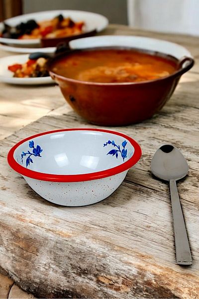 İnci Emaye No. 13 Enamel Bowl, Plate, Dowry, Pit Plate, Soup Bowl, Food Plate 13 cm