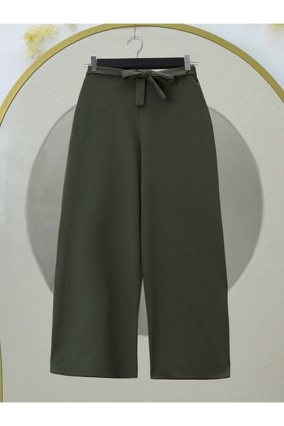 Modamorfo Hose mit weitem Bein und elastischem Bund – Khaki