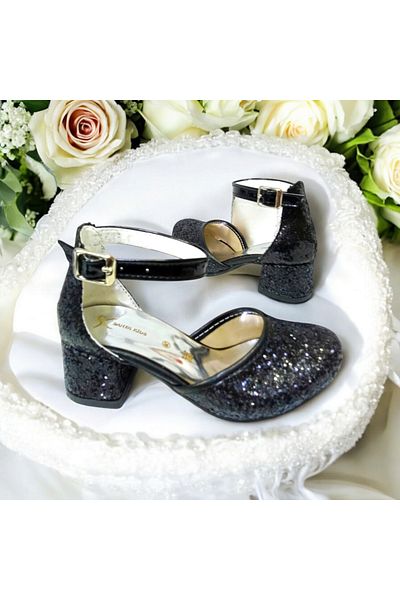 PATİK BEBE Girl's Black Color Evening Dress Stylish Heeled Shoes