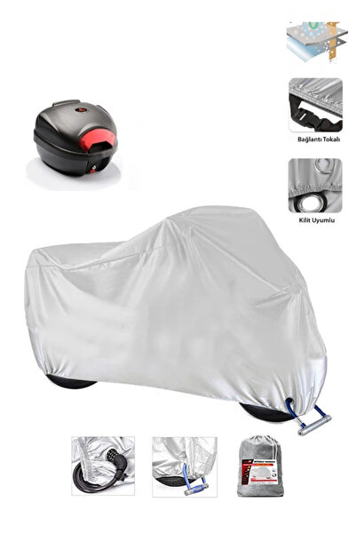 Breen Gri (TVS Ntorq) Motosiklet Brandası, Arka Çanta ve Kilit Uyumlu