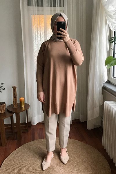Sapha Women's Camel Knitwear Tunic