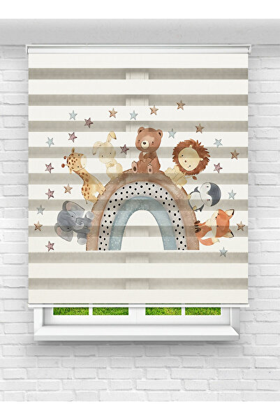 vanilyahome Erkek ve Kız Çocuk Odası İçin Desenli Baskılı Hayvan ve Gökkuşağı...