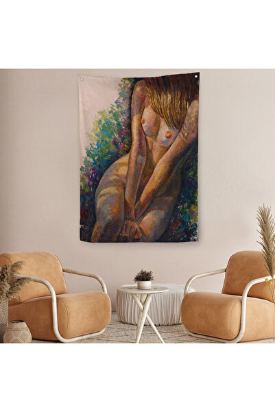 PAMUK'S DESİGN Çıplak Kız Yağlıboya Güzellik Sanatı Banyo Duvar Örtüsü - Halı...