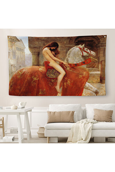 PAMUK'S DESİGN Lady Godiva Duvar Örtüsü-Halısı - At Üstünde Çıplak Kadın-6583