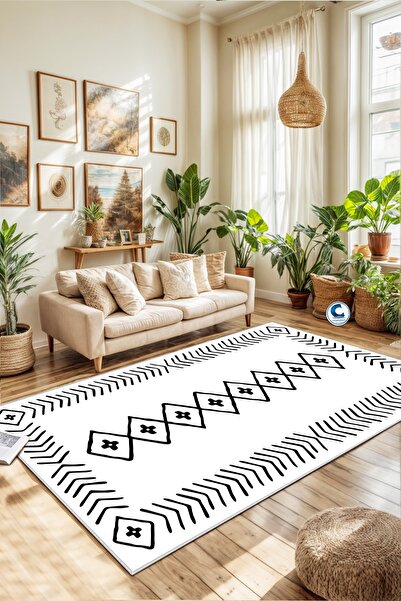 Confidence Home Makinede Yıkanabilir Kaymaz Taban Leke Tutmaz Beyaz Mutfak Ha...