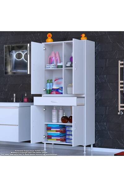 Modilayn Afra 4 Kapaklı 6 Bölmeli Mutfak & Banyo Dolabı (80cm)