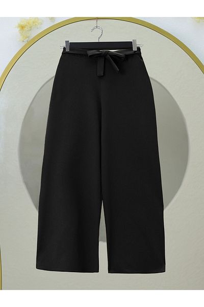 Modamorfo Hose mit weitem Bein und elastischem Bund – Schwarz