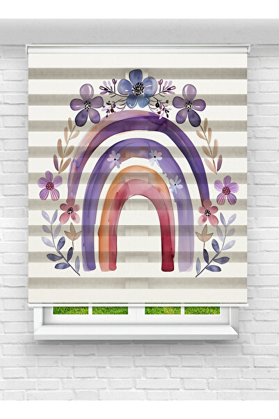 vanilyahome Kız Çocuk Odası İçin Desenli Baskılı Çiçekli ve Gökkuşağı Zebra S...