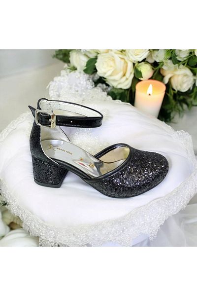 PATİK BEBE Girl's Black Color Evening Dress Stylish Heeled Shoes