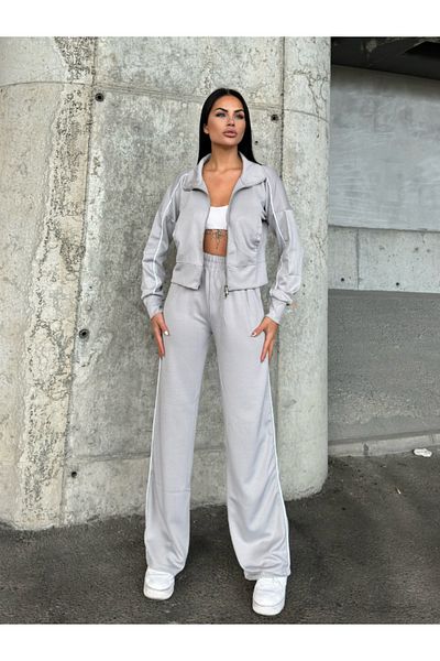 badibadii Modal Fabric Double Zipper and Piping Tracksuit Set