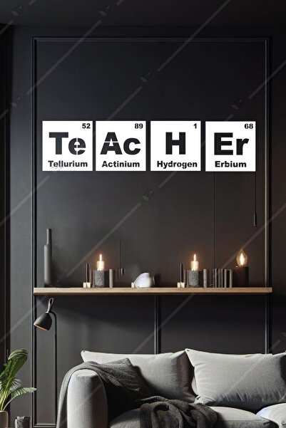 Emach Dizayn Teacher yazılı Öğretmen Periyodik Tablo Duvar Çıkartması Kimya D...