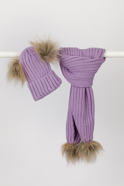 Lui Baby Unisex Çift Ponponlu Çocuk Atkı Bere Takımı