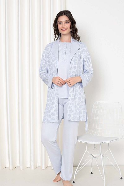 ALİMER Set pijamale pentru femei cu halat albastru 2647