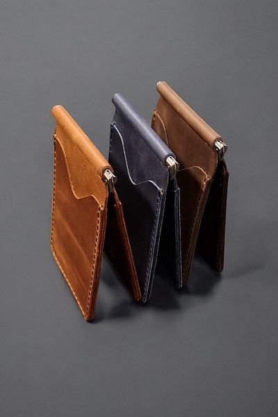 MAT Deri Men's Wallet with Money Clip Real Leather Card Holder Brown Thin Practical Wallet