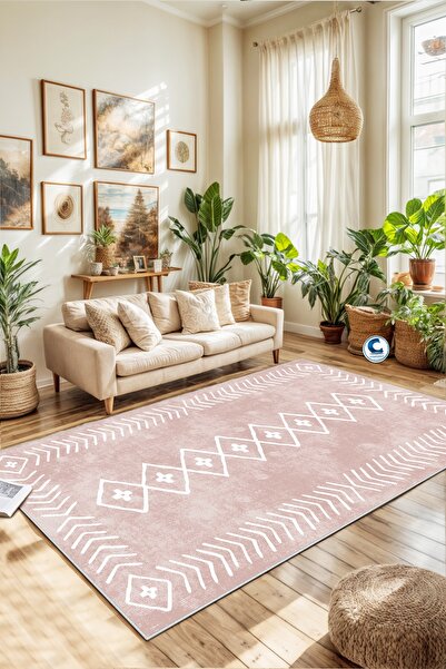 Confidence Home Makinede Yıkanabilir Kaymaz Taban Leke Tutmaz Pembe Mutfak Ha...