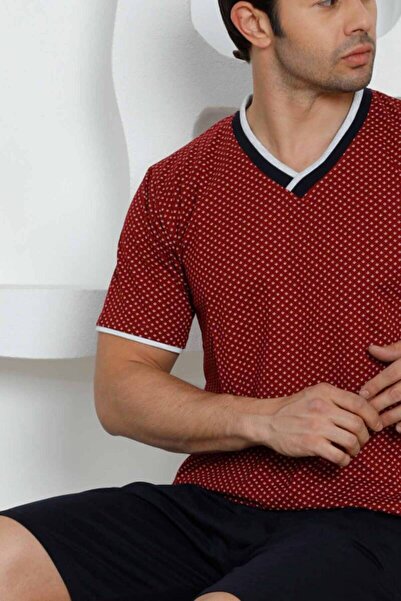 ALİMER Bordo Şortlu Erkek Pijama Takımı 1199ŞT