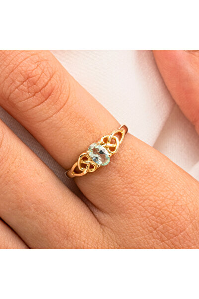 FasekGold Gümüş Yüzük - 0.60 Karat Green Topaz Taşlı Fantazi Modern Tasarım 9...